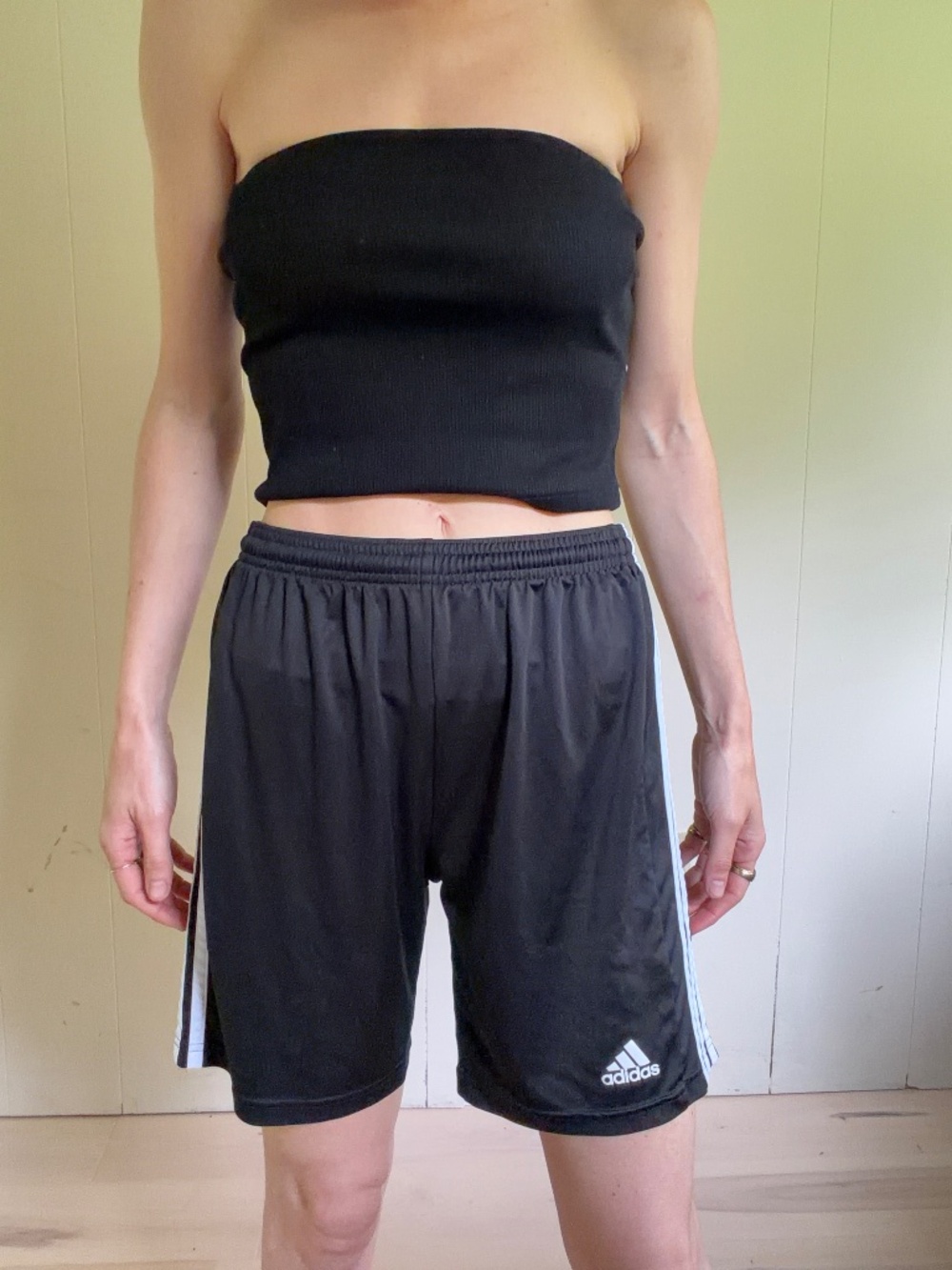 Classic Adidas black shorts three stripes sporty clean minimalist summer